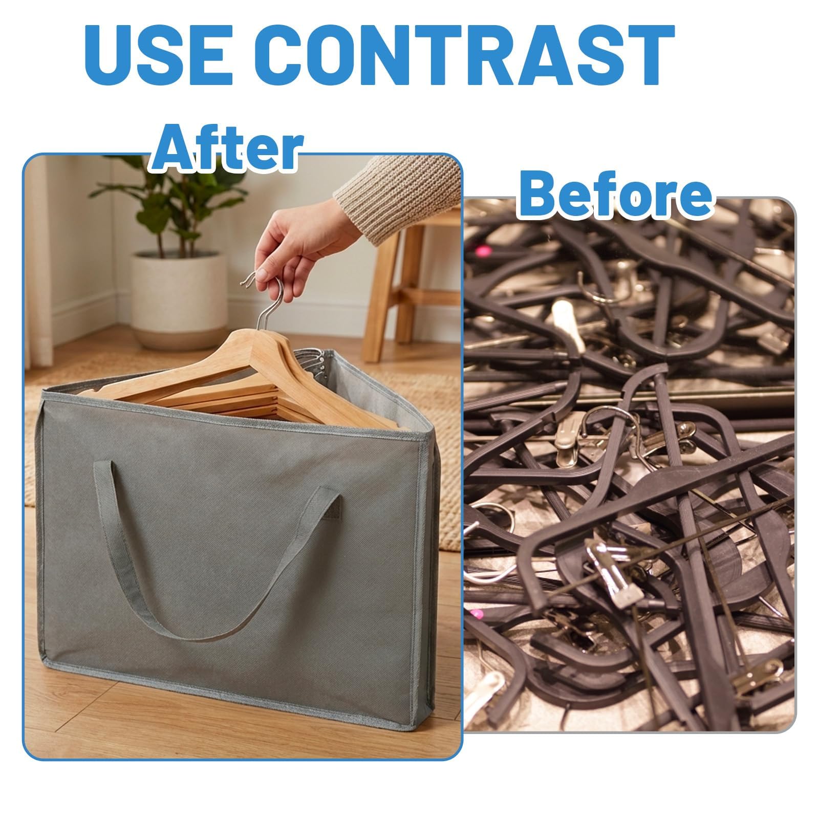 2 Pcs Coat Hanger Storage, Hanger Storage Bag, Foldable Hangers for Travel, Grey Hangers Organiser, Lightweight Coat Storage Bags, Triangle Design