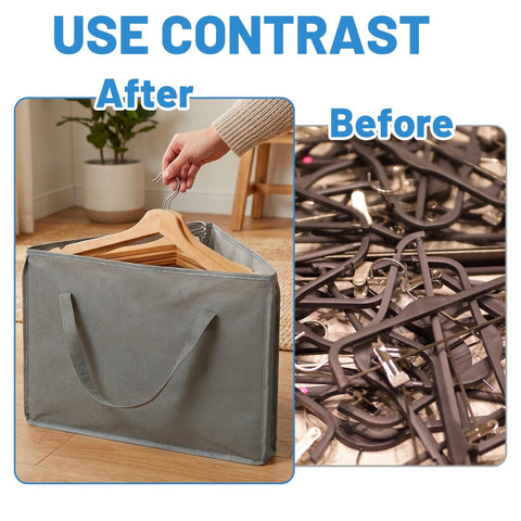 2 Pcs Coat Hanger Storage, Hanger Storage Bag, Foldable Hangers for Travel, Grey Hangers Organiser, Lightweight Coat Storage Bags, Triangle Design