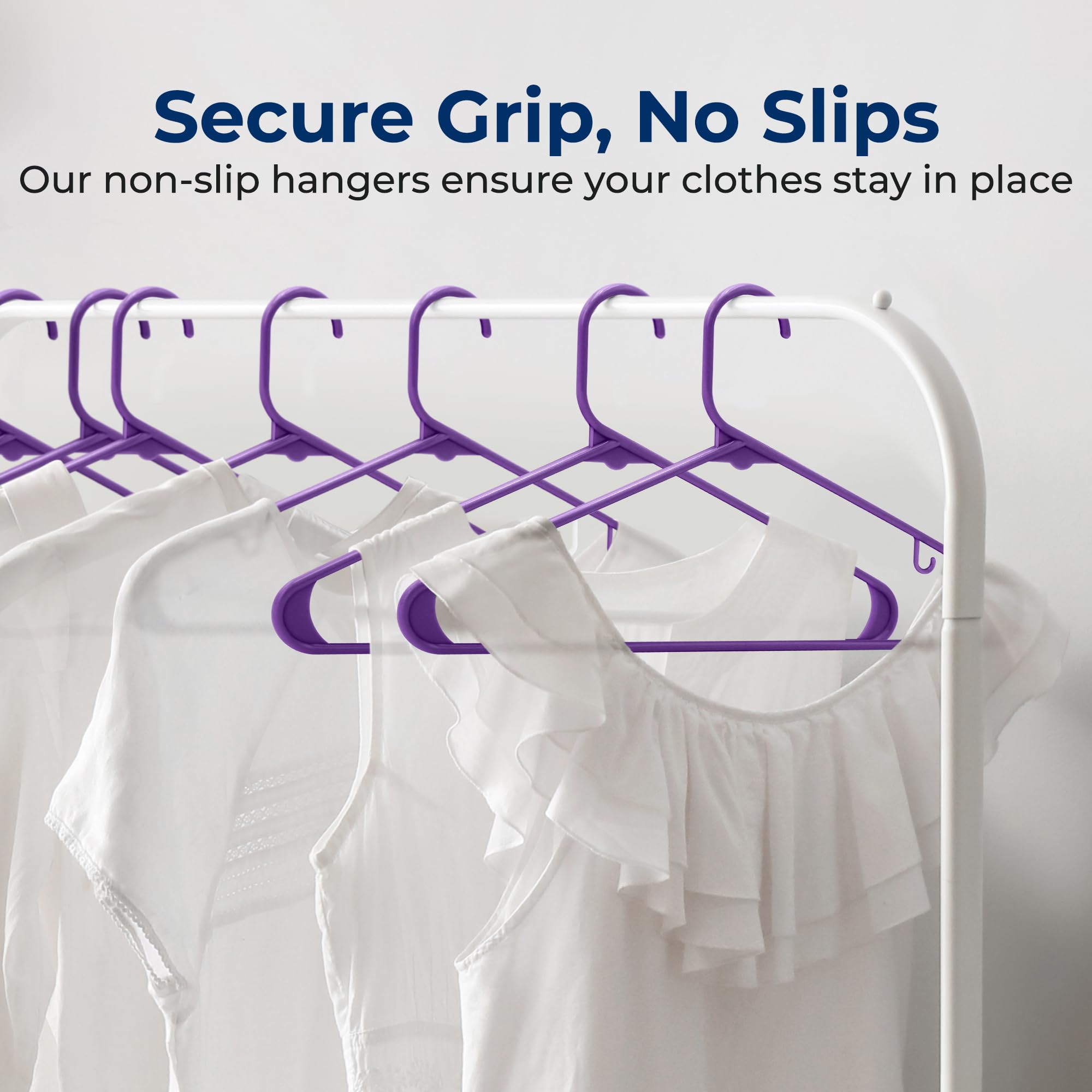 SereneLife Plastic Hangers 10 pcs, Non-Slip Heavy Duty Clothes Hanger Set, Smooth Finish to Protect Fabric, Lightweight