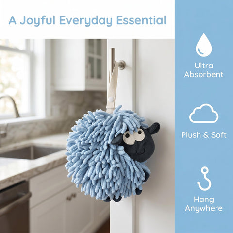 HMETOL Chenille Hand Towels with Hanging Loop, 1 Pack Funny Bathroom Hand