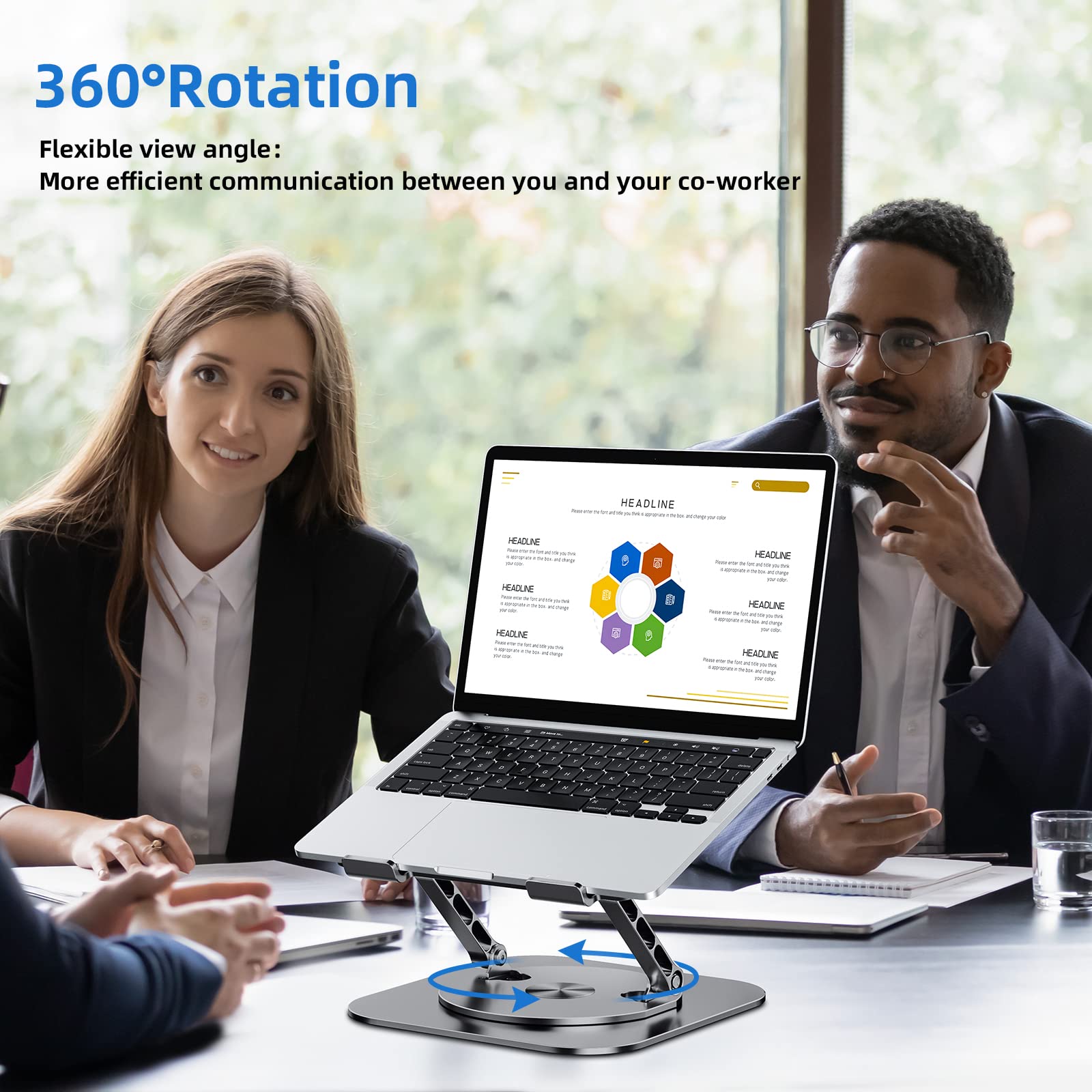 MCHOSE Laptop Stand for Desk, Ergonomic Laptop Riser with 360° Rotating Base, Aluminum Laptop Stand