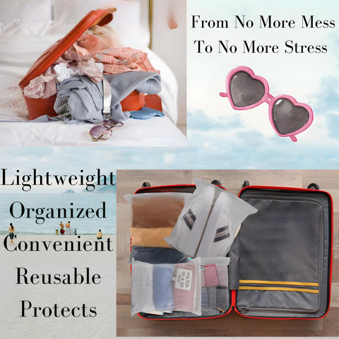 Frosted ZipLock Bags (35x40) 20 Pack - One Size - Zip Lock Travel Storage Bags - Hospital Bag Organiser Pouches