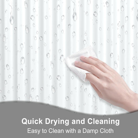 AwmnSrman White Shower Curtain - Shower Curtains for Bathroom with 12 Shower Curtains Hooks