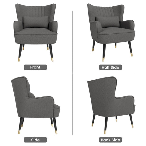 Vesgantti Teddy Accent Chair with Lumbar Pillow, Wing Back Large Armchair