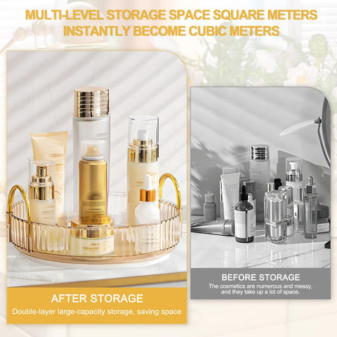 360 Rotating Makeup Organizer, Bathroom Cosmetic Holder Rack Large Capacity Cosmetic Organisers for Lipsticks, Nail Care, Skincare, Perfume