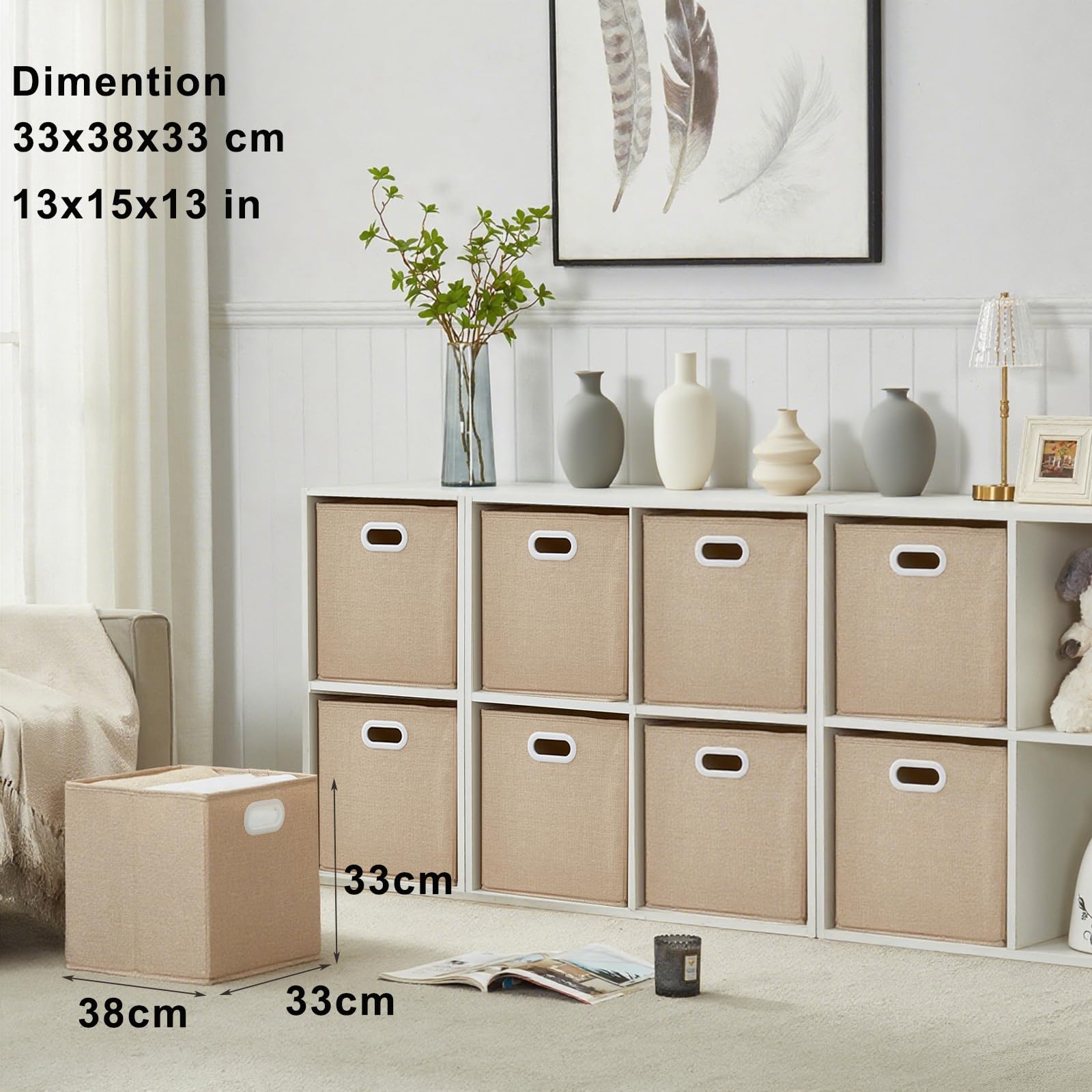 Mangata Cube Storage Boxes 33x38x33cm, Light Khaki, 4Pcs