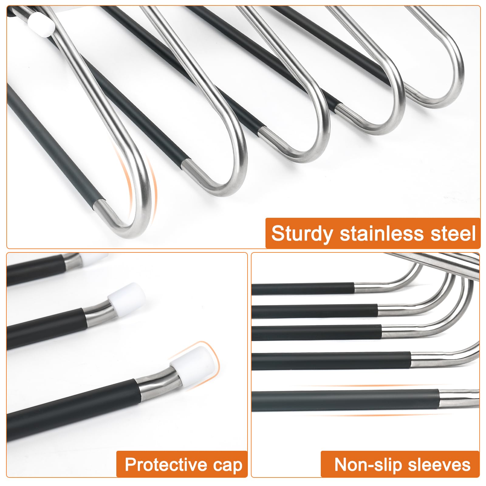2 Pack Trouser Hangers Space Saving, 5-in-1 Trousers Hangers Non-Slip Clothes Hangers for Wardrobe