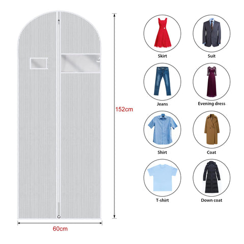 Univivi Garment Bag for Dresses, 60 inch Clothes Covers, 5 Pack, White