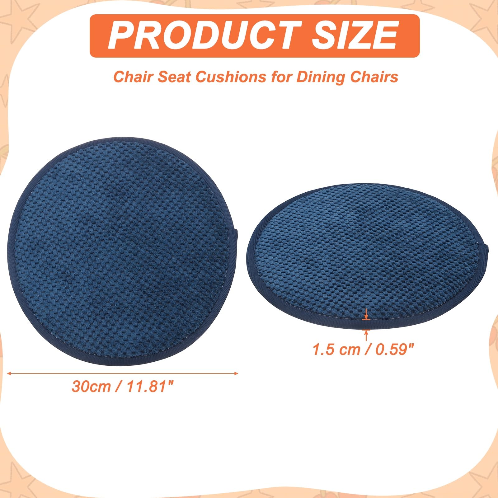 sourcing map Round Stool Cushion, 12 x 12 Inch Round Seat Pads with Elastic Straps