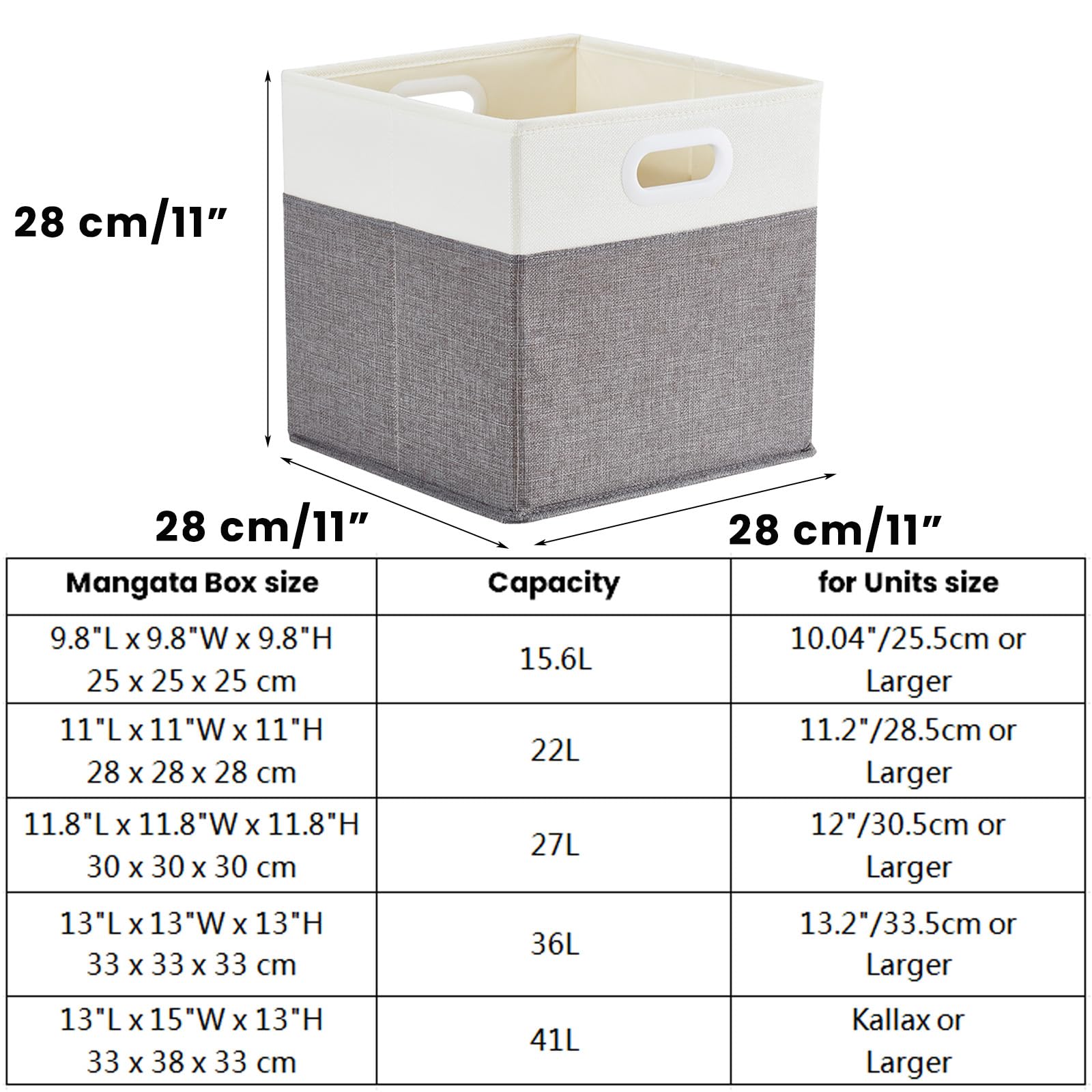 Mangata Cube Storage Boxes 28x28x28cm, Grey Cream White, 3Pcs