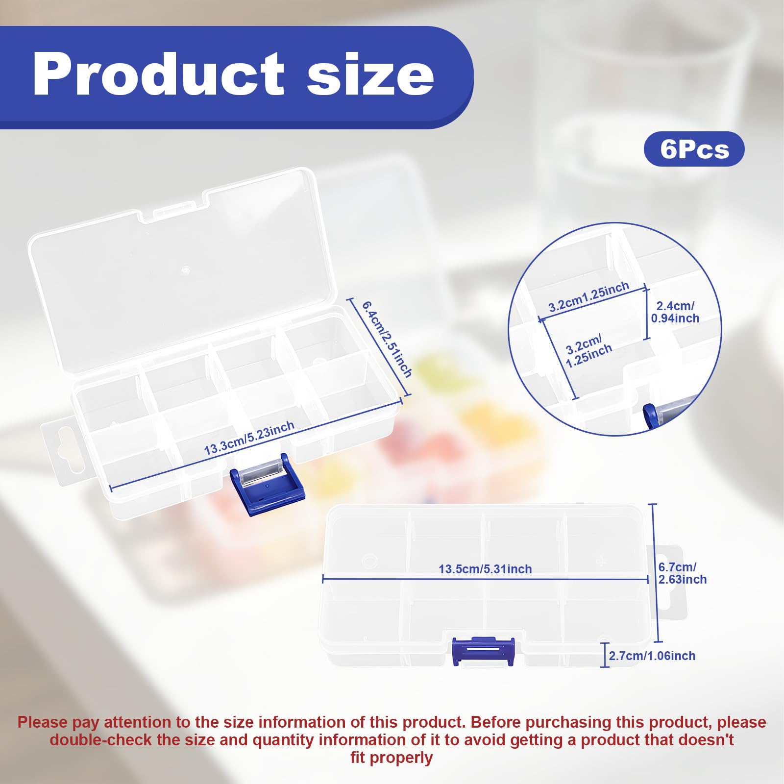 TONGIHS 6 Pcs Bead Storage Box,for Collecting Small Items,Transparent