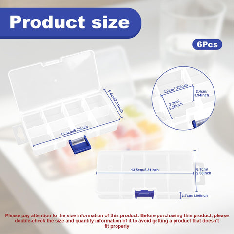 TONGIHS 6 Pcs Bead Storage Box,for Collecting Small Items,Transparent