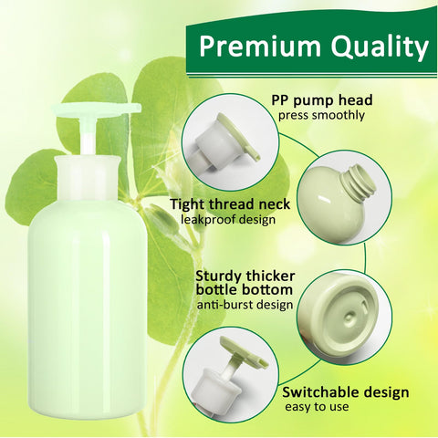 2Pcs, 300ML Empty Plastic Pump Bottles Dispenser - Apstaqeoo Portable BPA-Free Cylinder Shampoo Lotion Hand Pump Bottle Durable Body Wash Liquids
