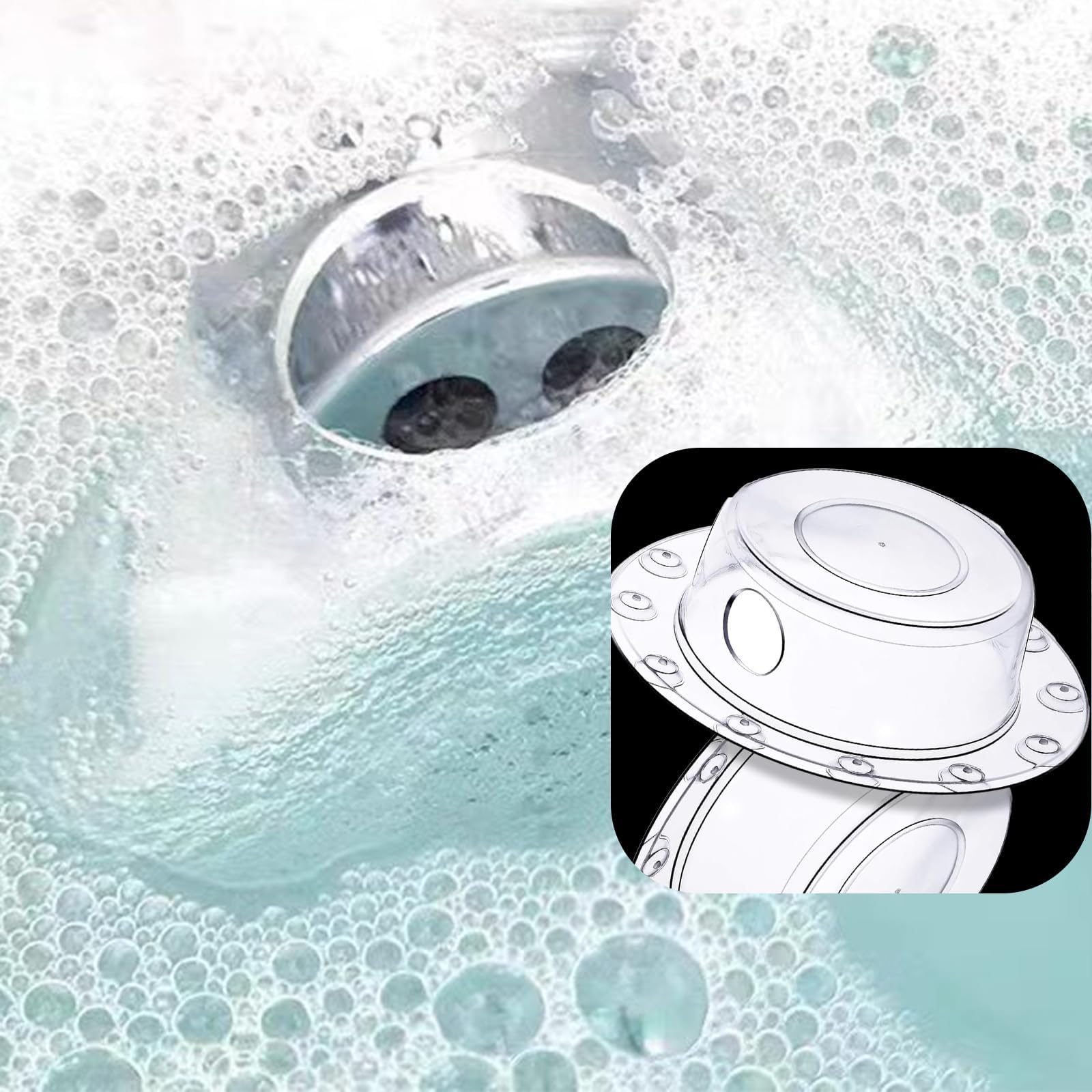 Transparent Bath Overflow Cover - Super Strong Handle for Bathtub Drain, Adds Inches of Water