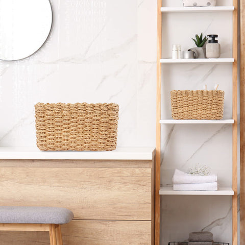 Happy Fox Wicker Bathroom Basket, 3 Piece Storage Laundry Basket, Woven Storage for Dressing Table Organization, Home Decor