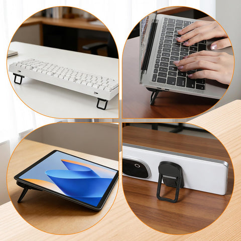 2PCS Plastic Mini Foldable Laptop Stand, Foldable Computer Keyboard Riser with 2 Adjustable Angles Portable Self-Adhesive Notebook Holder Lightweight
