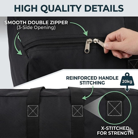 JMIATRY 4 Pack 100L Jumbo Storage Bags with Zips, 600D Large Waterproof Oxford Moving Bags with Handle, Underbed Storage Bags for Duvet, Clothes