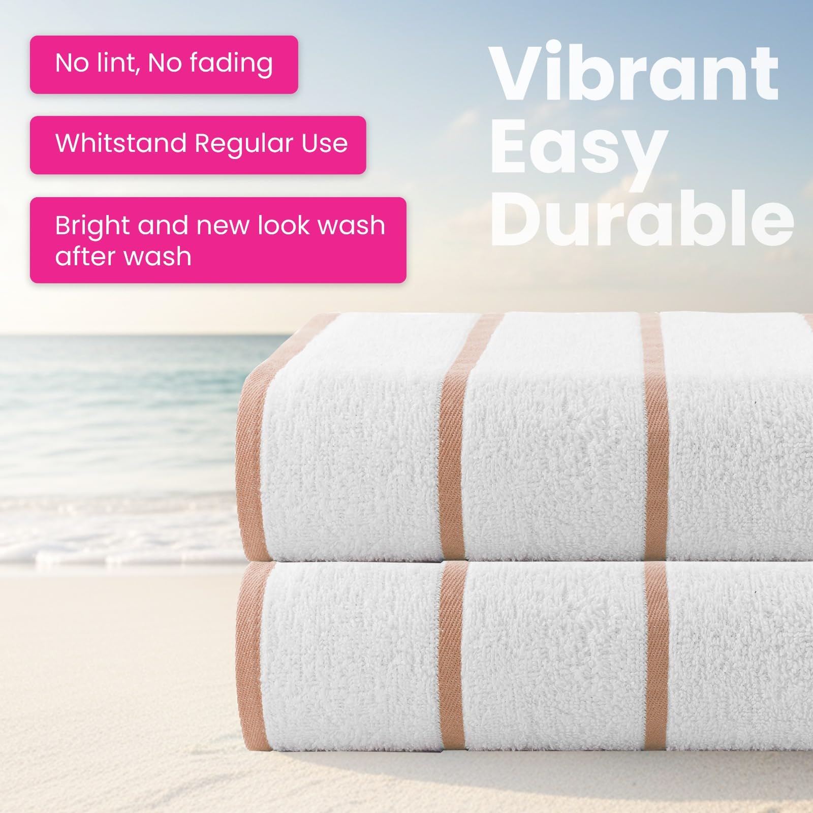 CASA COPENHAGEN Cabana Pool 4-piece set of large bath towels, 76x152 cm, 550 GSM, designed in Denmark, made from soft Egyptian cotton for bathroom
