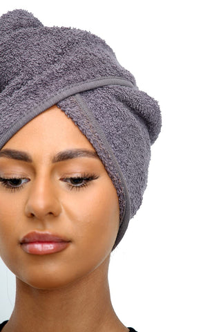Sapphire Collection Hair Drying Towels, 100% Pure Terry Towel Cotton Soft Hair Towel Wrap Hair Twist Turban Towel Absorbent Hair Cap Head Wrap Spa