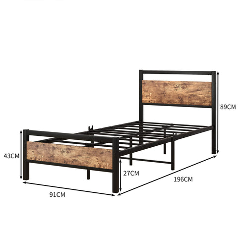 JURMERRY JELUTE 3ft Single Size Metal Platform Bed Frame, Black