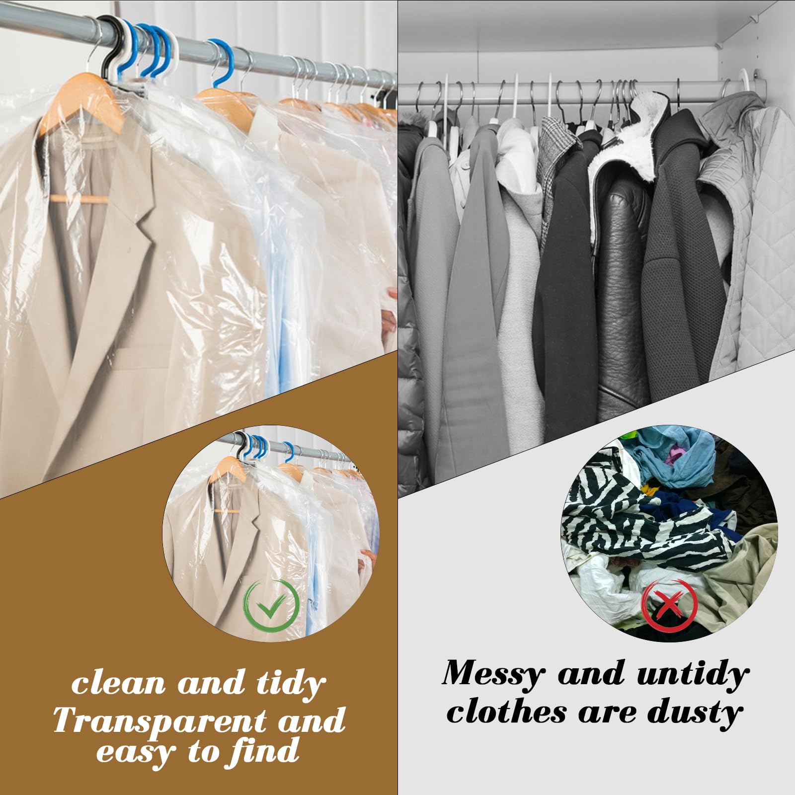 Pack of 30 Clothes Covers Protector Bags,Clothes Covers