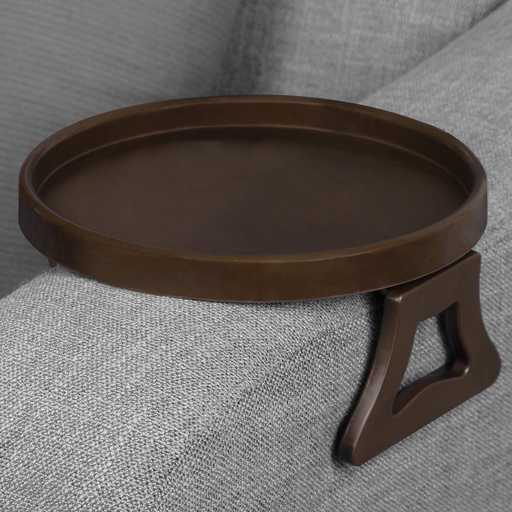 Sofa Arm Table Clip-On Tray for Drinks, Remote & Phone Holder