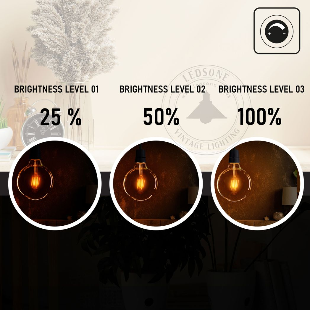 5 Pack E27 LED Edison Dimmable Vintage Amber Glass Warm white 2700K Light Bulbs