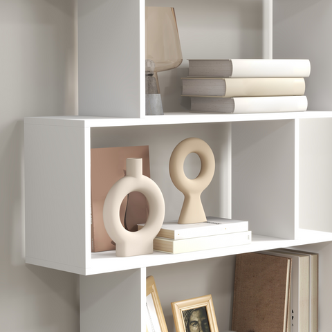 Particle Board 6-Tier Asymmetrical Shelving Unit White