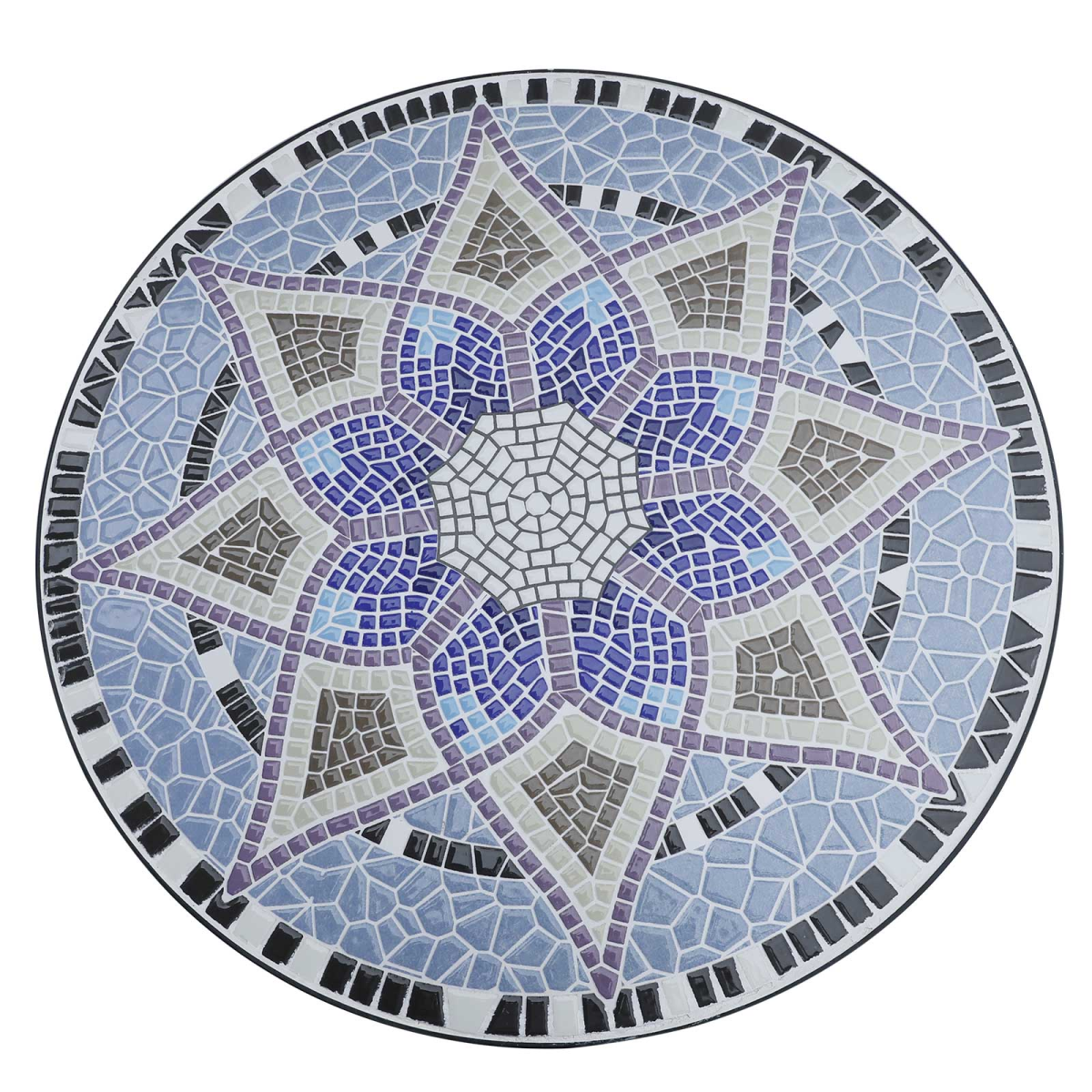 Outsunny Garden Table, Mosaic Round Patio Side Table with 60cm Ceramic Top