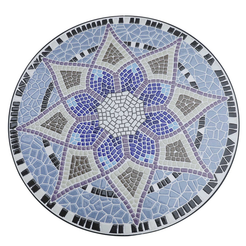 Outsunny Garden Table, Mosaic Round Patio Side Table with 60cm Ceramic Top