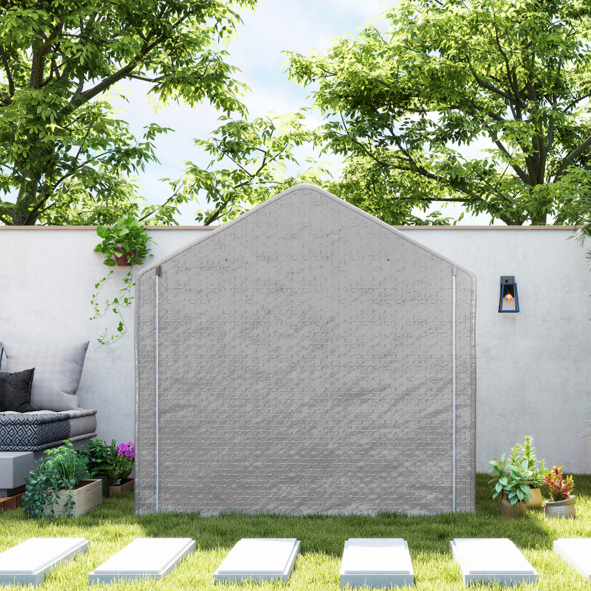 Outsunny 6.5' x 6.5' x 6.5' Temporary Garden Shed Storage Tent, Grey