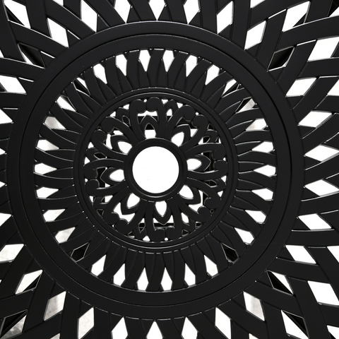 78cm Round Garden Dining Table with Parasol Hole Cast Aluminium Black Outsunny
