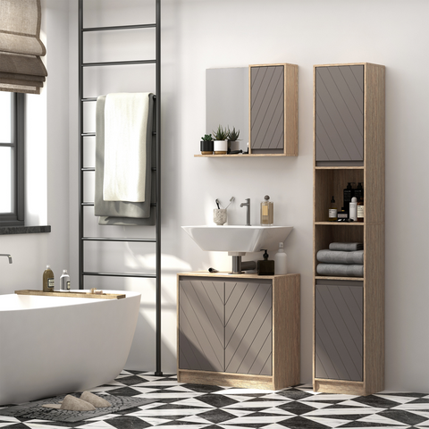 170cm Freestanding Storage Cabinet Slimline Unit w/ 2 Cupboards 2 Compartments