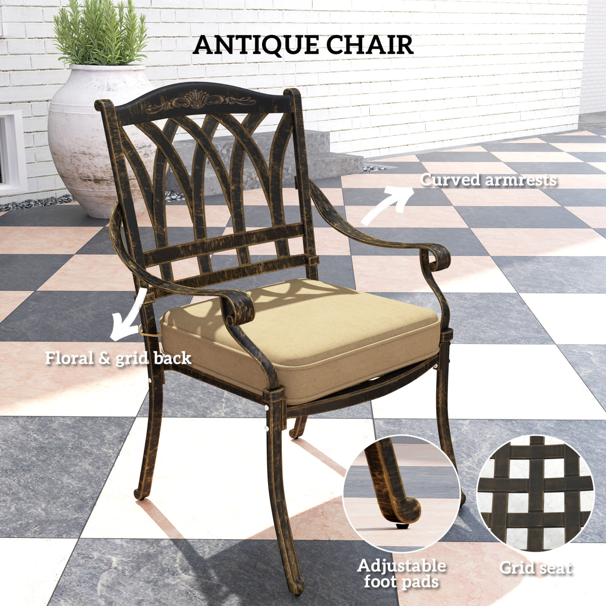 Elegant Nine-Piece Dining Set with Cushions & Parasol Hole for Outdoor Use