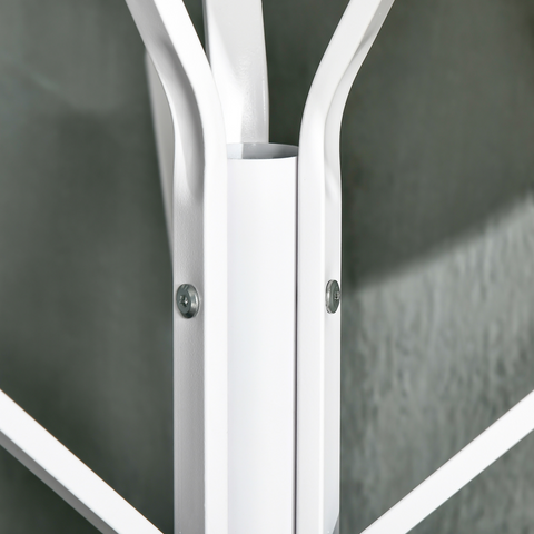 180cm Coat Rack Metal Clothes and Scarves Hat Hanger Hall Tree 9 Hooks-White