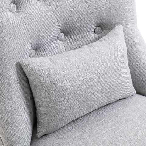 Fabric Single Sofa Dining Chair Upholstered W/ Pillow Solid Wood Leg Living Room