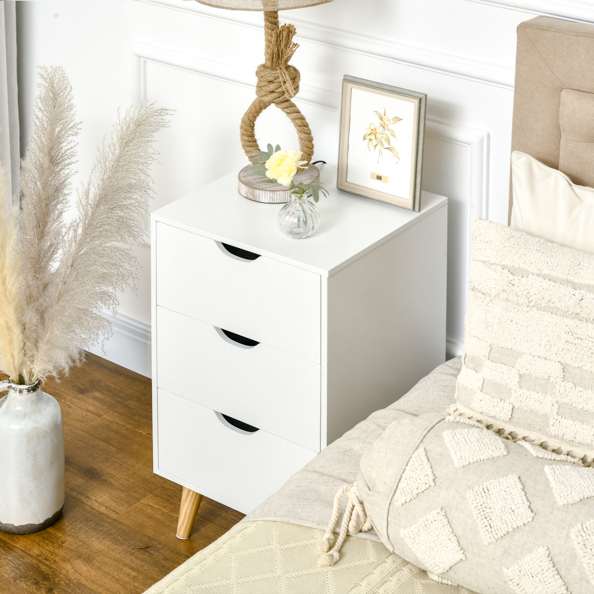 HOMCOM Chest of Drawers, 3 Drawer Unit Storage Chest Bedroom Living Room