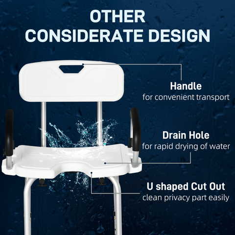 Adjustable Shower Stool with Suction Foot Pads for Elderly Disabled