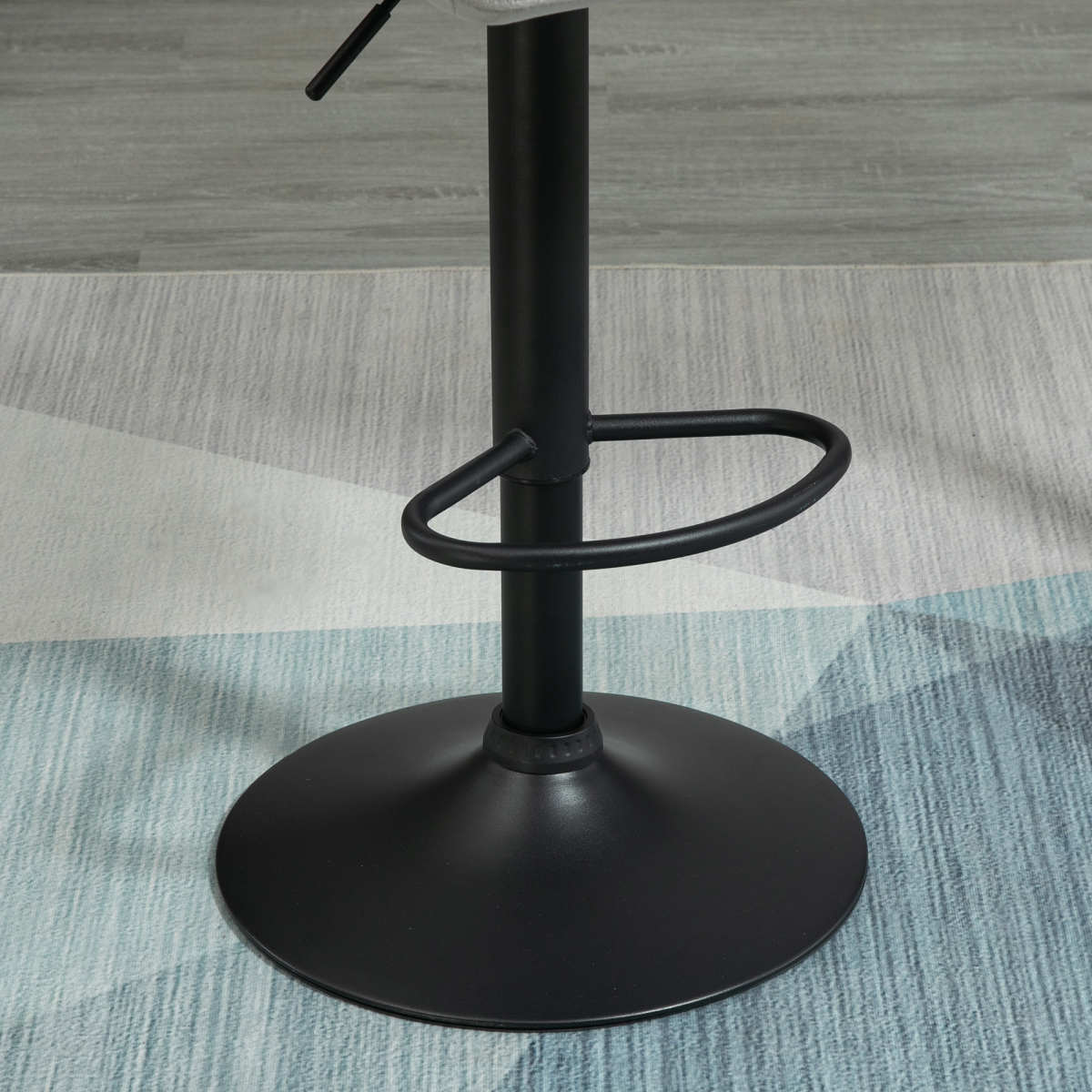 Bar Stool Set of 2 Fabric Adjustable Height Counter Chairs Light Grey