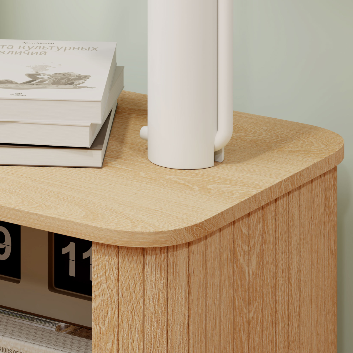 HOMCOM Nightstand with Sliding Doors and Metal Legs for Bedroom Oak Tone