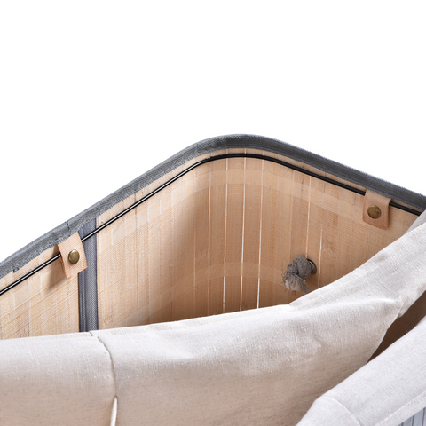 100L Flip Lid Bamboo Laundry Basket Grey