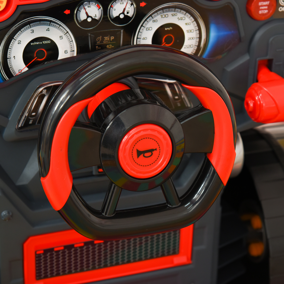 Kids Truck Engine Toy Set w/ Horn, Light, Car Key for 3-5 Years Old Red