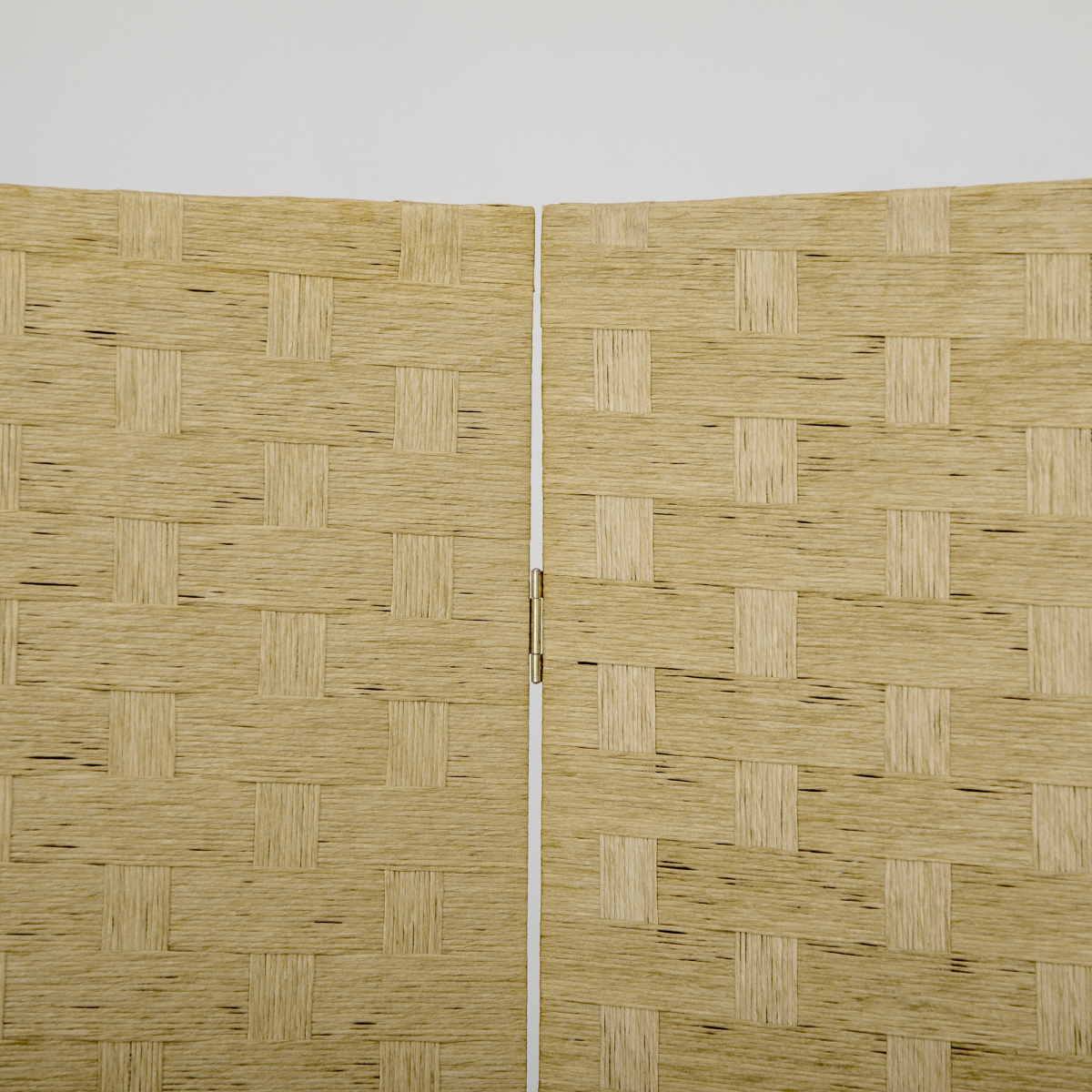 4-Panel Folding Wall Divider Room, Wave Fibre Privacy Screen Panels, Brown