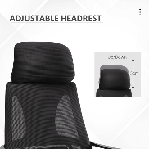 Mesh Back Office Chair w/ Adjustable Height Padded Headrest Black Vinsetto