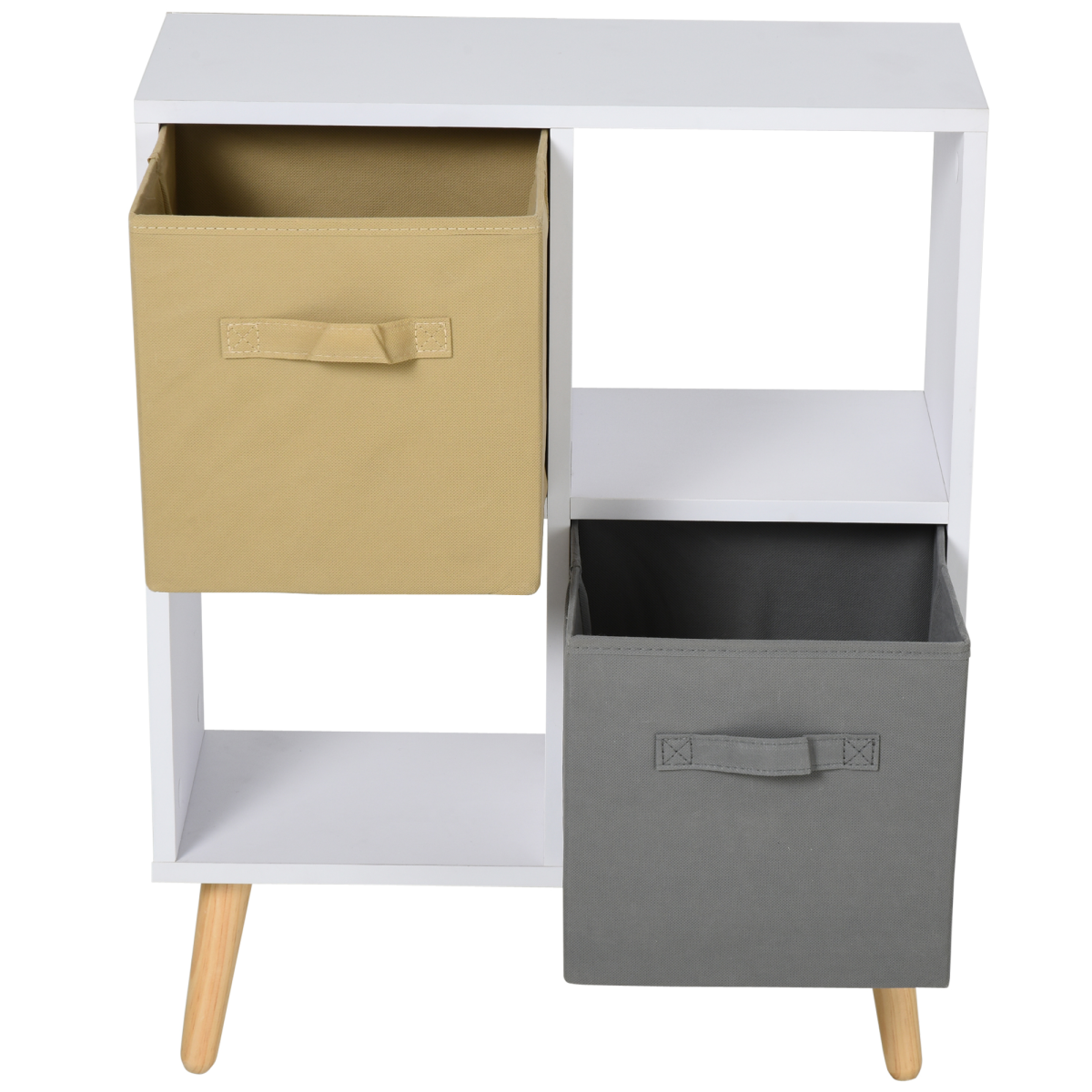70 x 56cm Freestanding 4 Cube Storage Cabinet Unit Bookcase w/ 2 Drawer