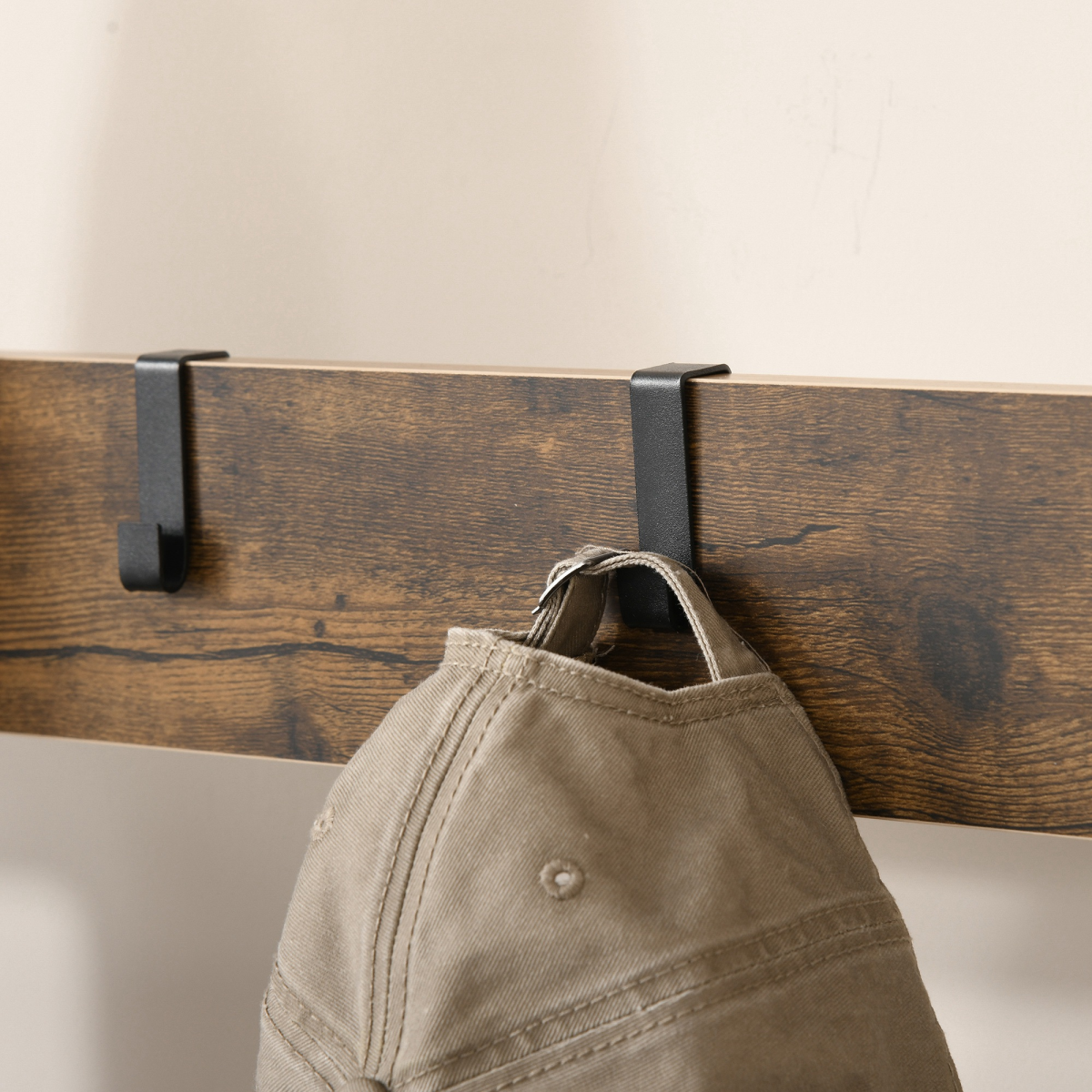 Industrial Coat Rack Stand with 8 Hooks Hangers Storage Cabinet Brown
