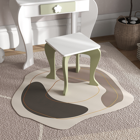 ZONEKIZ Kids Vanity Table Set, Beauty Flower Design, for Ages 3-6 Years - White