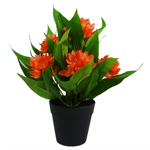 3x 18cm Artificial Freesia Plants Pink, Orange, Yellow Flowering