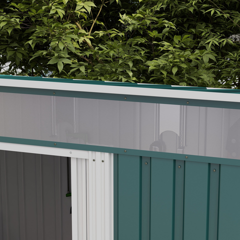 Outsunny 6.5x4FT Garden Shed with Foundation Lockable Metal Tool Shed Green