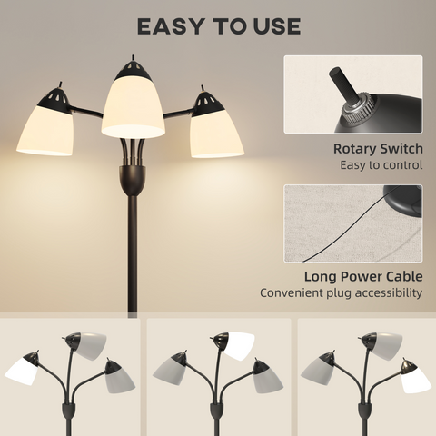 HOMCOM Arc Tree Floor Lamp with 3000K/4500K/6500K Colour Temperatures Black